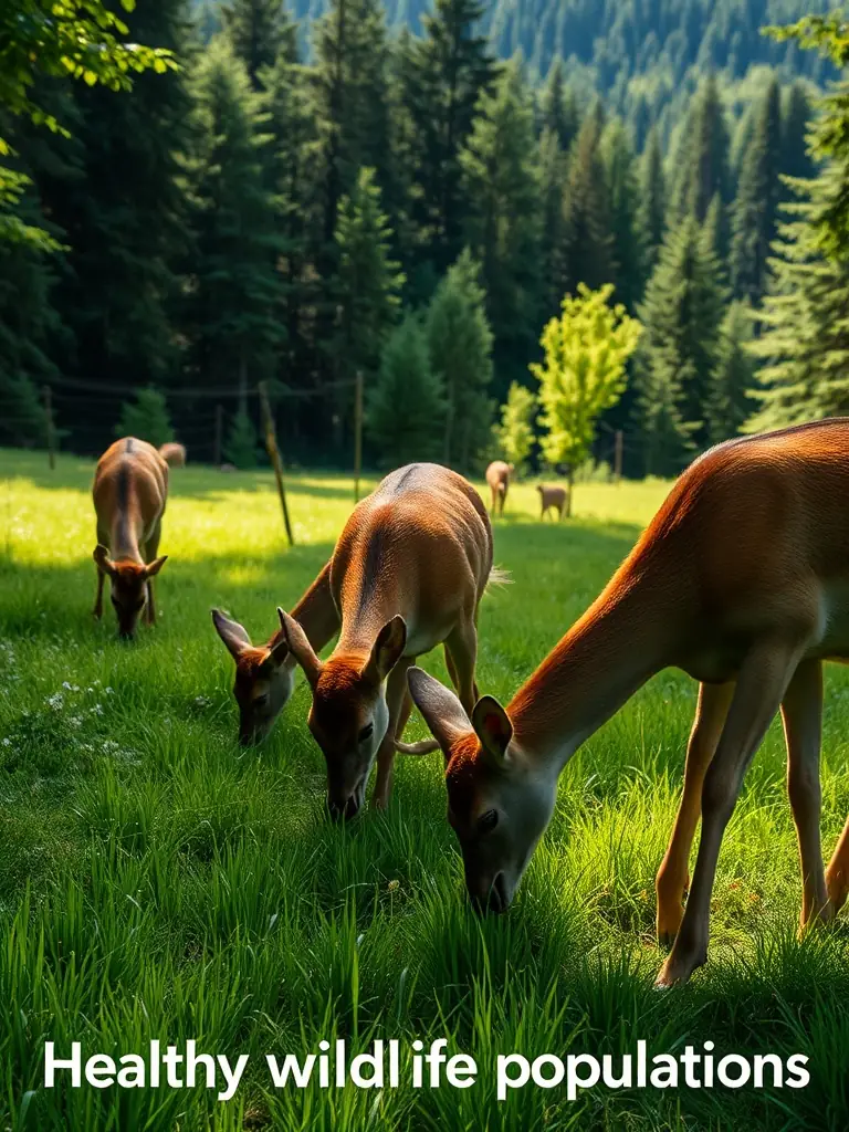 A photograph showcasing wildlife thriving in a conserved habitat, illustrating the positive impact of wildlife development programs.